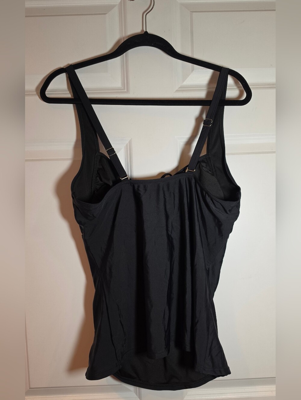 Black Ruched Side Tankini Top Adjustable Straps Lightly Padded 2XL - Picture 4 of 4